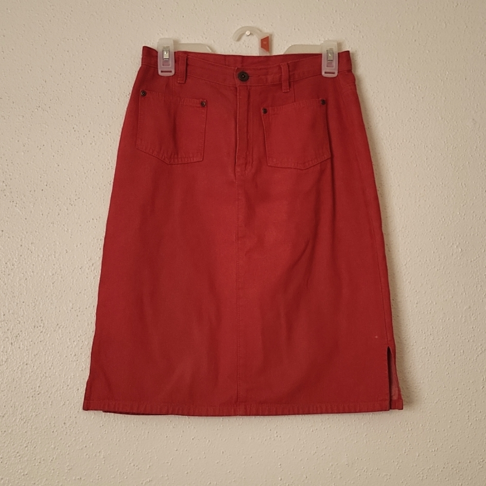 Vintage Red Demin Pencil Skirt